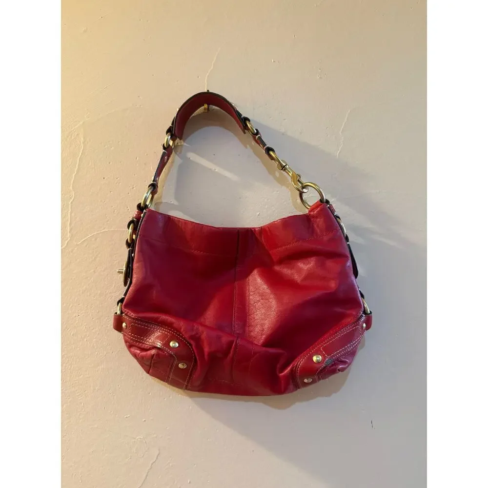 Coach 10615 Ergo Hobo Bag Red Leather Brass Hardware Y2K Hang Tag